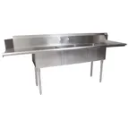image of BK Resources BKSDT-3-20-12-20RS 100" Dishtable with Potsinks, Right Drainboard, 3 Bowls, Soiled