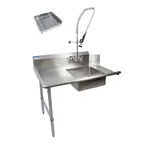 image of BK Resources BKSDT-48-L-P3-G 48" Straight Soiled Dishtable w/ Left Table, Pre-Rinse Sink&Faucet