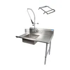 image of BK Resources BKSDT-48-R-P2-G 48" Straight Soiled Dishtable w/ Right Table, Pre-Rinse Sink&Faucet
