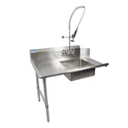 image of BK Resources BKSDT-60-L-SS-P-G 60" Straight Soiled Dishtable w/ Left Table, Pre-Rinse Sink&Faucet