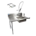 image of BK Resources BKSDT-60-L-SS-P2-G 60" Straight Soiled Dishtable w/ Left Table, Pre-Rinse Sink&Faucet