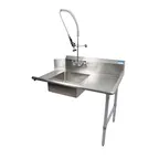 image of BK Resources BKSDT-60-R-P-G 60" Straight Soiled Dishtable w/ Right Table, Pre-Rinse Sink&Faucet