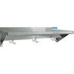 image of BK Resources BKWS-1672-PR Premium Stainless Steel Wall Mount Shelf w/ Pot Rack - 72" x 16"