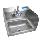 image of BK Resources CP-2W-1410-SS-PG 14" Wall Mounted Hand Sink with Faucet - 3 Splashes/Premier Case Pack