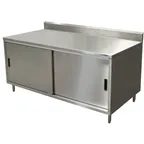 image of BK Resources CSTR5-2460S Cabinet Base with Sliding Doors Chef Table, 60"W x 24"D / Backsplash