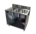 image of BK Resources CSTR5-3-1014-PG 36" Three Compartment Sink, 10"W x 14"L Bowl Without Drainboard