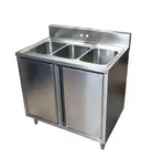 image of BK Resources CSTR5-3-1014H 36" Three Compartment Sink, 10"W x 14"L Bowl Without Drainboard