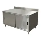 image of BK Resources CSTR5-3060S Cabinet Base with Sliding Doors Chef Table, 60"W x 30"D / Backsplash