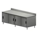 image of BK Resources CSTR5-3096S Cabinet Base with Sliding Doors Chef Table, 96"W x 30"D / Backsplash
