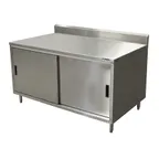 image of BK Resources CSTR5-3648S Cabinet Base with Sliding Doors Chef Table, 48"W x 36"D / Backsplash
