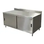image of BK Resources CSTR5-3660S Cabinet Base with Sliding Doors Chef Table, 60"W x 36"D / Backsplash