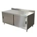 image of BK Resources CSTR5-3672S Cabinet Base with Sliding Doors Chef Table, 72"W x 36"D / Backsplash