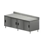 image of BK Resources CSTR5-3696S Cabinet Base with Sliding Doors Chef Table, 96"W x 36"D / Backsplash