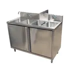 image of BK Resources CSTR5-4-1014HHS-PG 48" (4) Compartment Sink Cabinet, 10"Wx14"L Bowl Without Drainboard