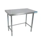 image of BK Resources CVTOB-3024 30" Open Base Work Table with Side & Rear Crossrails, Flat Top/16 Gauge Top