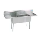 image of BK Resources ES-3-1620-12-18T 84" Three Compartment Sink, 16"W x 20"L Bowl With 2 Drainboards