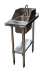 image of BK Resources HST-1530-1014-SS 15" Open Base Work Table with Undershelf & Drop-In Sink / Upturn