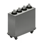 image of BK Resources MCD-4X1 Cup Dispenser - 12" W x 33" D x 31" H, 4 Stn, 8-46 oz Cups, 18/304, 4 Casters