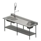 image of BK Resources MOD-PT 96" Work Table with Prep Sink, Left / Faucet Included - 16 Gauge (2+1 Sinks)