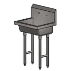 image of BK Resources MSHS-24F2 24"  Freestanding Hand Sink without Faucet - 14 gauge / Double Holes