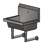 image of BK Resources MSHS-24W1 24" Wall Mounted Hand Sink without Faucet - 14 gauge / Single Hole