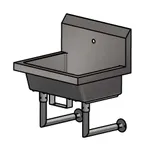 image of BK Resources MSHS-24W1B 24" Wall Mounted Hand Sink without Faucet - with Knee Valve Bracket / 14 g