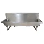 image of BK Resources MSHS-60W1B 60" Wall Mounted Hand Sink without Faucet - with Knee Valve Bracket / 14 g