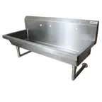 image of BK Resources MSHS-60W2 60" Wall Mounted Hand Sink without Faucet - 14 gauge / Double Holes
