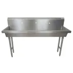image of BK Resources MSHS-72F1 72" Freestanding Hand Sink without Faucet - 14 gauge / Single Hole