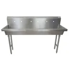 image of BK Resources MSHS-72F2 72" Freestanding Hand Sink without Faucet - 14 gauge / Double Holes