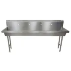image of BK Resources MSHS-96F1 96" Freestanding Hand Sink without Faucet - 14 gauge / Single Hole