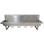 image of BK Resources MSHS-96W1B 96" Wall Mounted Hand Sink without Faucet - with Knee Valve Bracket / 14 g