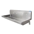 image of BK Resources MSHSA-72W2 72" Wall Mounted Hand Sink without Faucet - 14 gauge / Double Holes