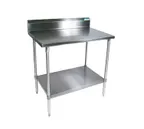 image of BK Resources SVTR5-3030 30" Open Base Work Table with Undershelf, 5" Backsplash / 18 Gauge Top