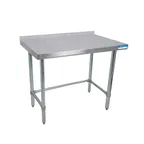image of BK Resources SVTROB-3630 36" Open Base Work Table with Side & Rear Crossrails, 1-1/2" Backsplash