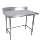 image of BK Resources VTTR5OB-4830 48" Open Base Work Table with Side & Rear Crossrails,5" Backsplash / 18 Ga
