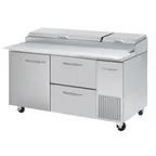 image of Blue Air BAPP67-D2R-HC 67" 2-Section Refrigerated Pizza Prep Table w/ 1 Door & 2 Drawers