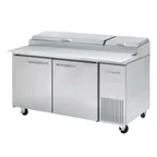 image of Blue Air BAPP67-HC 67" 2-Section Refrigerated Pizza Prep Table w/ 2 Doors, (9) 1/3 Size Pan