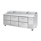 image of Blue Air BAPP93-D6-HC 93" 3-Section Refrigerated Pizza Prep Table w/ 6 Drawers, 12 (1/3 size) Pans