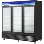 image of Blue Air BKGF72B-HC 82" 3 Section Glass Door Freezer Merchandiser in Black, 72 cu. ft.
