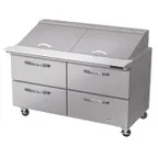image of Blue Air BLMT60-D4-HC 60" Two Section Mega Top Sandwich Prep Table w/ 4 Drawers, 24 Pans
