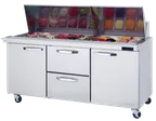 image of Blue Air BLMT72-D2M-HC 72" Mega Top Sandwich Prep Table w/ 2 Drawers & 2 Doors, 30 Pans