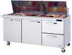 image of Blue Air BLMT72-D2R-HC 72" Mega Top Sandwich Prep Table w/ 2 Drawers & 2 Doors, 30 Pans