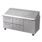 image of Blue Air BLMT72-D4LM-HC 72" Mega Top Sandwich Prep Table w/ 4 Drawers & 1 Door, 30 Pans