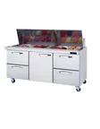 image of Blue Air BLMT72-D4RL-HC 72" Mega Top Sandwich Prep Table w/ 4 Drawers & 1 Door, 30 pans, 20 cu. ft.