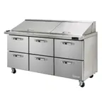 image of Blue Air BLMT72-D6-HC 72" Three Section Mega Top Sandwich Prep Table w/ 6 Drawers, 30 Pans