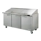 image of Blue Air BLMT72-HC 72" Three Section Mega Top Sandwich Prep Table w/ 3 Doors, 30 Pans