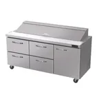 image of Blue Air BLPT72-D4LM-HC 72" Sandwich / Salad Prep Table w/ 4 Drawers & 1 Door, 18 pans, 20 cu. ft.