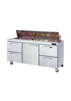 image of Blue Air BLPT72-D4RL-HC 72" Sandwich / Salad Prep Table w/ 4 Drawers & 1 Door, 18 pans, 20 cu. ft.