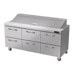 image of Blue Air BLPT72-D6-HC 72" Three Section Sandwich / Salad Prep Table w/ 6 Drawers, 18 Pans